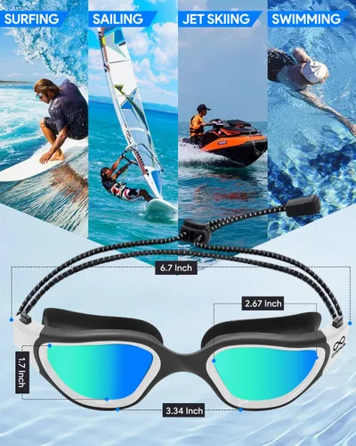 Miniatura 7 de Swim Goggles, Polarized Adult Swimming Goggles Bungee Strap No Hair Pulling Anti-fog Pool Goggles for Men Women