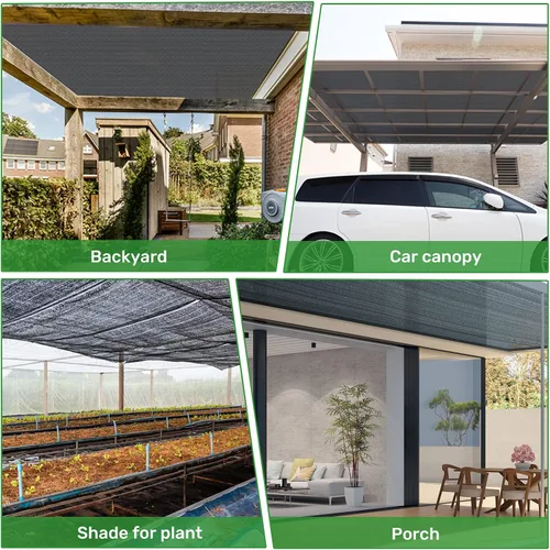 Miniatura 6 de DOEWORKS Lona de malla tejida negra 70% resistente con ojales de cobre, toldo de sombra de 12 x 20 pies para patio, jardín, invernadero, pérgola