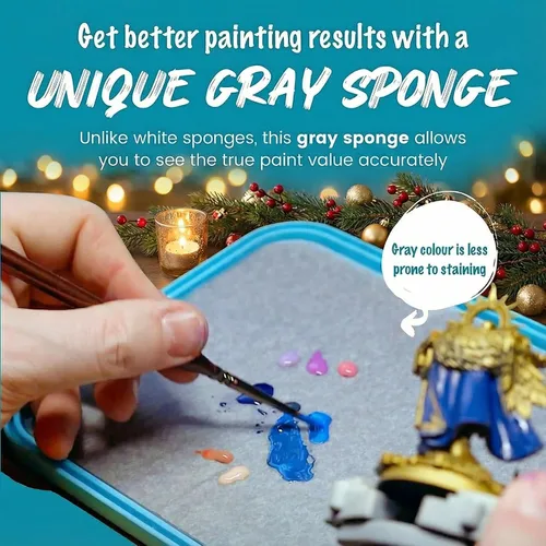 Miniatura 6 de WetNDri Paleta húmeda para pintura en miniatura. Paleta húmeda para pinturas acrílicas, kit de iniciación de 100 hojas y 2 esponjas