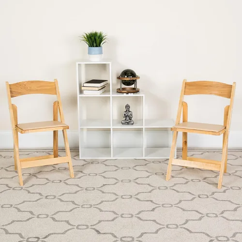 Miniatura 12 de EMMA + OLIVER Paquete de 2 sillas plegables de madera blanca con asiento acolchado de vinilo Blanco