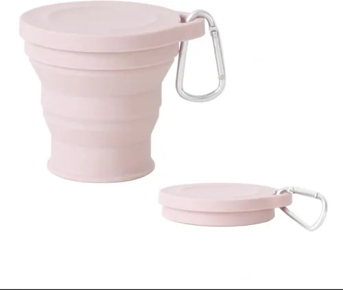 Miniatura 8 de Taza de agua de silicona plegable reutilizable, taza portátil de picnic para aperitivos, taza de viaje extensible de tamaño bolsillo, tazas Azul