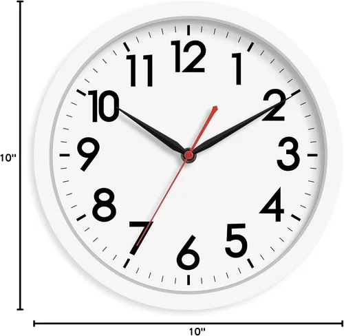 Miniatura 9 de AKCISOT Reloj de Pared Silencioso Sin Tic Tac Relojes de Pared Modernos Operados por Batería 10 Pulgadas, Reloj Clásico Pequeño Analógico Decorativo