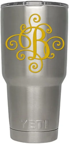 Miniatura 15 de Monogram - Calcomanía troquelada/vinilo adhesivo. Haga clic para opciones de color/letra. Disponible en cuatro colores y todas las letras de la A