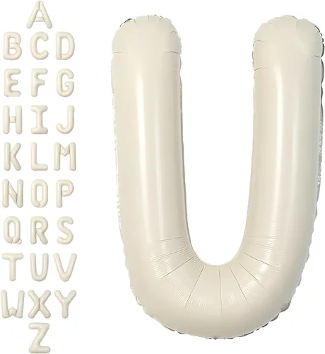 Miniatura 19 de SUWEN Globos de helio grandes de 102 cm (40 pulgadas) con letra S en color crema. Globos grandes de papel de aluminio con letra en helio, de A a Z.