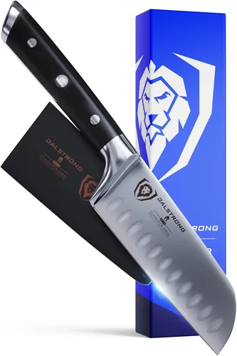 Dalstrong - Cuchillo Santoku de 5 pulgadas, serie Gladiador Elite, acero alemán forjado de alto carbono, mango G10 negro, cuchillo de cocina para