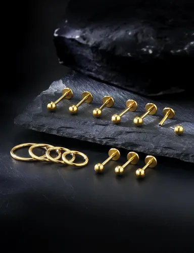 Miniatura 4 de Aretes de nariz de acero quirúrgico 316L, 20G, 18G y 16G, sin rosca, aretes de lóbulo para cartílago, cartílago, oreja, labio, piercing para mujeres