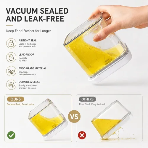 Miniatura 5 de BARRYSAIL Recipientes de almacenamiento de alimentos sellados al vacío con bomba, herméticos, mantiene los alimentos frescos, evita bacterias, ideal