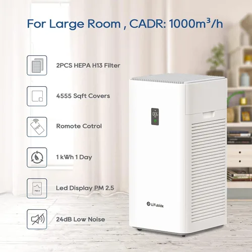 Miniatura 2 de Purificador de aire para habitación grande, H13 True HEPA, cobertura de 4555 pies cuadrados, 24 dB de bajo ruido para purificadores de aire de Y1000