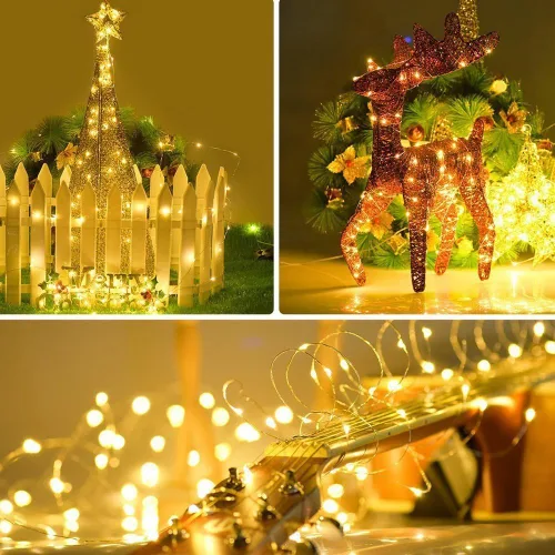 Miniatura 3 de Twinkle Star Guirnalda de luces de alambre de cobre de 100 luces LED de 33 pies Luces de Cadena de Hadas 8 modos, alimentada por USB, con control