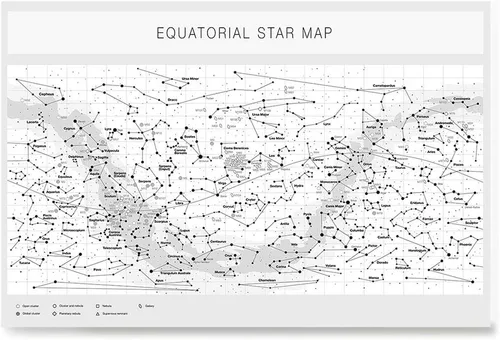 Miniatura 11 de Higly - Póster detallado de mapa de estrellas ecuatoriales – Constelaciones con nombres de estrellas – Impresión artística de pared para la escuela