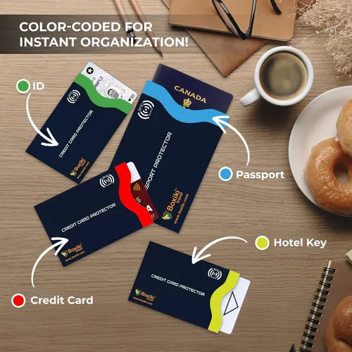 Miniatura 11 de Fundas de bloqueo RFID para pasaporte y tarjetas de crédito, Blanco, Blanco - 15 piezas