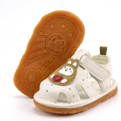 Miniatura 6 de SOFMUO Sandalias chirriantes antideslizantes con suela de goma suave y puntera cerrada, zapatos de verano al aire libre para niños pequeños
