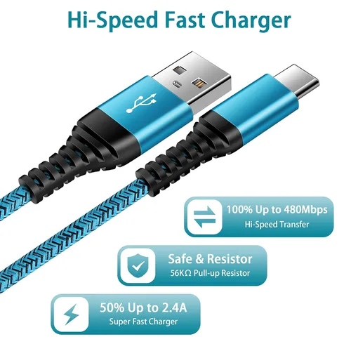 Miniatura 3 de Cable de carga tipo C, paquete de 3 cables de carga rápida de 3 pies para Samsung Galaxy A17 A16 A36 S25 Ultra S23 S21 A12 A50 Z Flip 7 FE 7 6 5 4 3