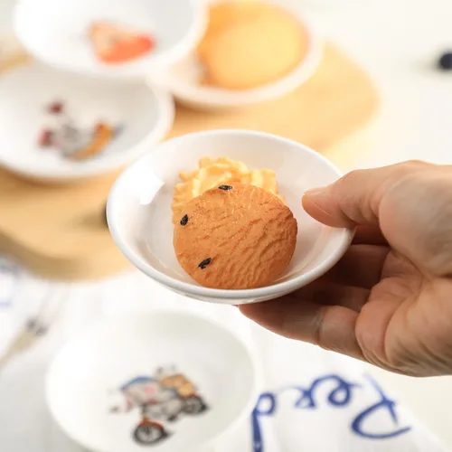 Miniatura 5 de SOCOSY Platos de cerámica súper lindos con animales de dibujos animados, platos de condimentos, pequeños tazones para alimentación de gatos, perros