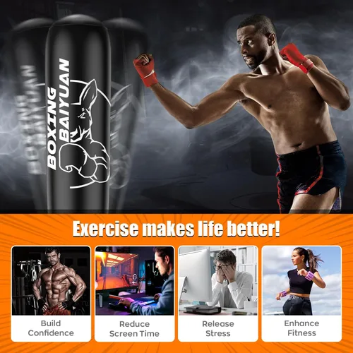 Miniatura 5 de Standing Punching Bag for Adults Teens, Inflatable Boxing Bag with Stand, Kick Boxing Training Equipment for MMA, Muay Thai, Kickboxing