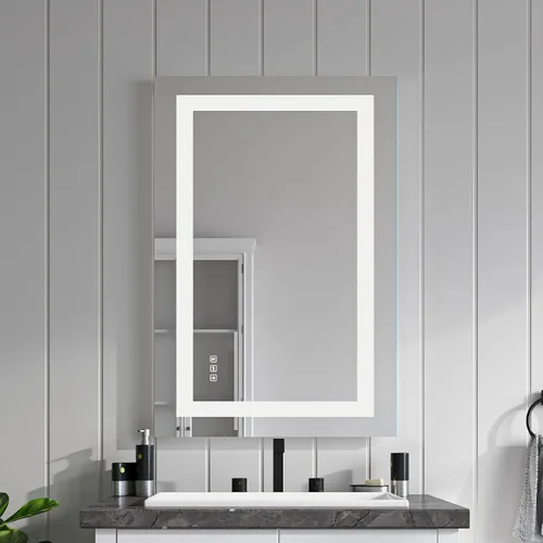 Miniatura 16 de TOOLKISS Espejo de baño LED frontal de 24 x 32 pulgadas, tocador iluminado montado en la pared con memoria inteligente antivaho regulable, vidrio