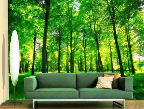Papel tapiz fotográfico 3D de bosque de pastizales verdes, papel tapiz de paisaje cercano a la naturaleza, decoración de pared para sala de estar,