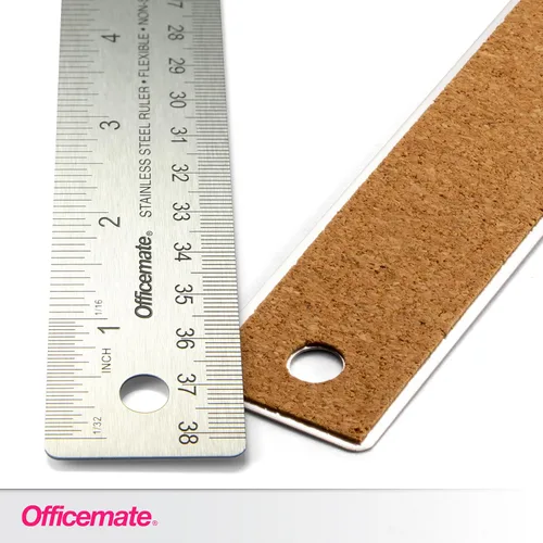 Miniatura 2 de Regla de metal de acero inoxidable clásica Officemate, 15 pulgadas con medidas métricas, plateada, 15 L x 1.25 W (66612)