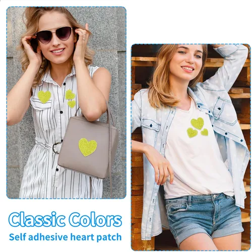 Miniatura 4 de 26 parches para planchar en forma de corazón, 4 tamaños, parches de diamantes de imitación en forma de corazón, parches adhesivos de corazón