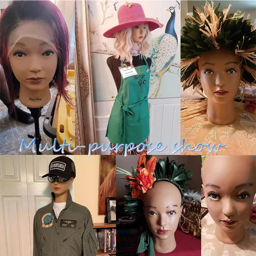 Miniatura 6 de HAIRWAY Cabeza de maniquí calva para mujer, cabeza de maniquí calva para hacer pelucas y exhibir cabeza de muñeca con pasadores en T gratis