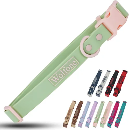 Miniatura 8 de Wolfone - Collar impermeable para perros con hebilla de liberación rápida, collar ajustable lindo para perros, cómodo, resistente, duradero, a Verde