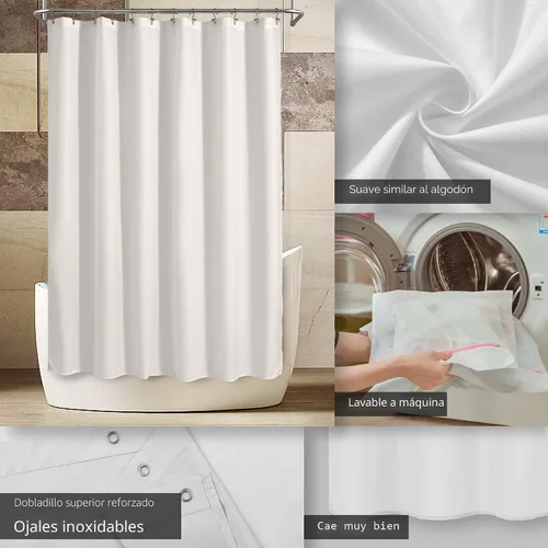 Miniatura 3 de ALYVIA SPRING -Cortina de tela para regadera extralarga, impermeable, 72 x 84 pulgadas, suave y ligera, con imanes, lavable a máquina, 72 x 84