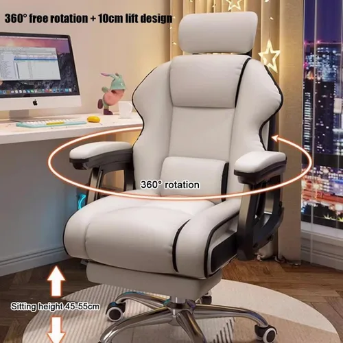 Miniatura 3 de Silla de oficina grande y alta de 450 libras de ancho, silla de oficina ejecutiva de cuero con respaldo alto con reposapiés, silla de oficina Blanco