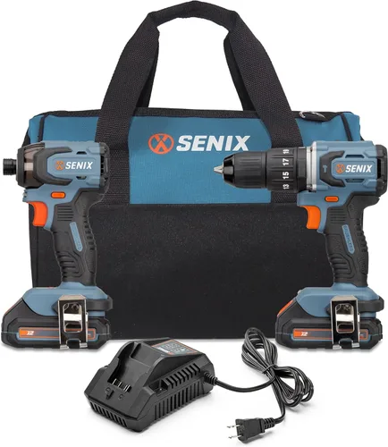 Miniatura 11 de SENIX X2 - Taladro de martillo inalámbrico de 20 voltios máximos de 1/2 pulgada con motor sin escobillas, kit de herramientas eléctricas incluye