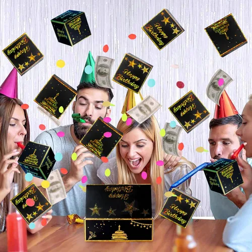 Miniatura 4 de BABORUI Caja de dinero de cumpleaños para efectivo, caja de explosión sorpresa de feliz cumpleaños con confeti, caja de regalo explosiva