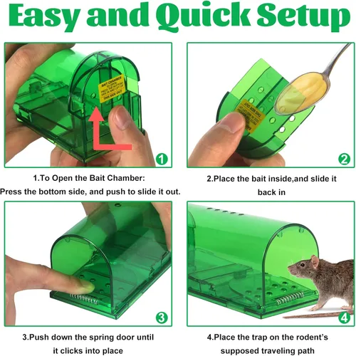Miniatura 4 de Trampas para ratones grandes y humanas reutilizables para interiores y exteriores, seguras para niños y mascotas y no matan para pequeños roedores