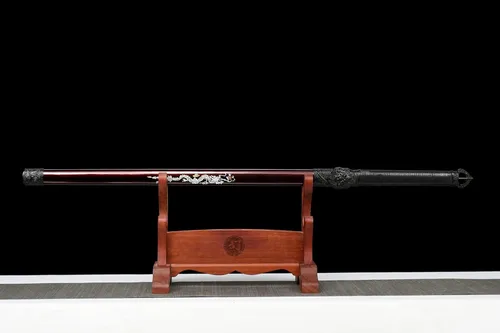 Miniatura 2 de JIHPENsword, espada shikomizue japonesa hecha a mano, hoja negra de espiga completa con vaina, 41 pulgadas