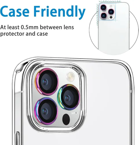 Miniatura 4 de Protector de lente de cámara compatible con iPhone 12 Pro Max, antiarañazos, vidrio templado 9H, protector de pantalla de cámara de metal, anillo a