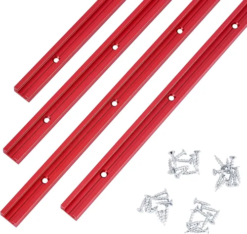 Miniatura 11 de Pista T de 48 pulgadas con tornillos para madera, perfil de doble corte universal en T con agujeros de montaje preperforados, carpintería, arenado