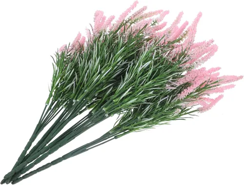 Juego de 6 arbustos artificiales de lavanda de plástico, aspecto realista para decoración del hogar y la oficina
