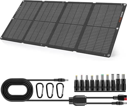 Miniatura 12 de Paneles solares portátiles de 50 W, cargador de panel solar plegable IP68 impermeable con puertos USB-A y USB-C, salida de 18 V CC para pequeña 50