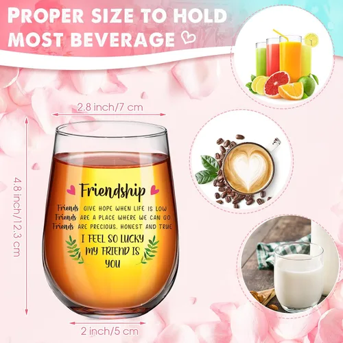 Miniatura 3 de Paquete de 4 copas de vino de la amistad de 17 onzas, regalos para el día de los galentinos, para grupos de amigos, mujeres, copas de vino sin