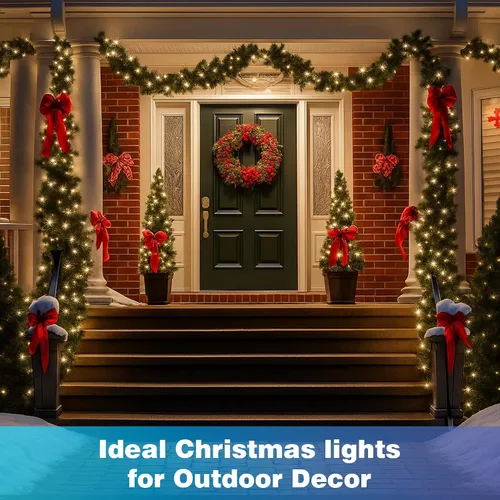 Miniatura 7 de Luces de Navidad de 400 LED de 131 pies, IP67 impermeables, luces Christmastree con 8 modos, control remoto, 3 temporizadores y función de memoria