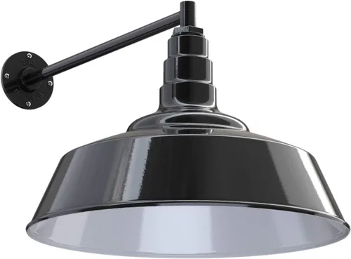 Steel Lighting Co. Luz grande de granero para exteriores, lámpara de garaje, fabricada en Estados Unidos de acero de calibre 18, cúpula de 20 Negro