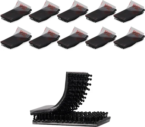 Miniatura 21 de 3M SJ3550 1 x 2 pulgadas, 10 unidades de cierre resellable negro resistente cinta entrelazada en forma de hongo cinta de montaje de gancho adhesivo