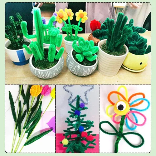 Miniatura 7 de 100 piezas de tallos de chenilla para limpiadores de tuberías, juego de limpiadores de tubería verde para manualidades de bricolaje (verde)