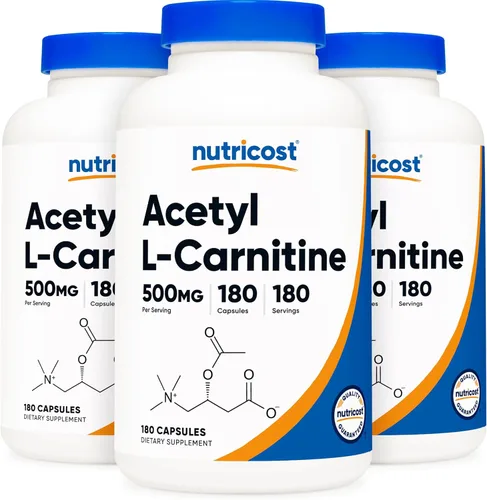 Miniatura 7 de Nutricost Acetil L-carnitina 500 mg, 180 cápsulas - Sin OMG y sin gluten (2 botellas)