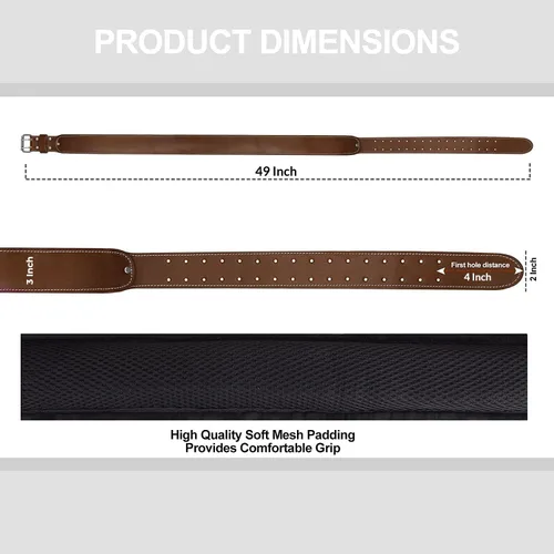 Miniatura 4 de LAUTUS Cinturón de trabajo acolchado cónico de 3 pulgadas en cuero curtido aceitado pesado 32 a 45 pulgadas Marrón Marrón Fits 30 to 46 waist