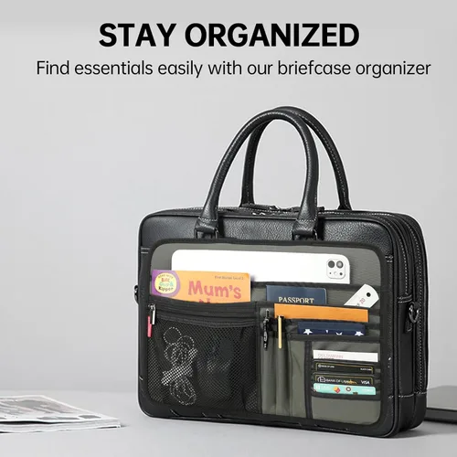 Miniatura 9 de Organizador grande para maletín para trabajo, oficina, documentos, portátil, organizador de almacenamiento (L, gris)