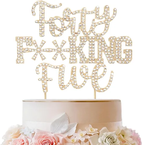 Miniatura 58 de LINGTEER Veintiún divertidos adornos dorados para tartas con diamantes de imitación – Saludos a los 21 años de edad, decoración de centros de mesa