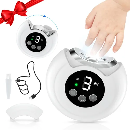 Cortaúñas eléctrico, cortaúñas para bebés con lima y 3 velocidades, recortador de uñas eléctrico para bebés con luz LED y caja de almacenamiento,