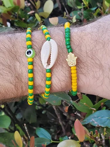 Miniatura 49 de 3 pcs Ilde Cowrie seashell Evil Eye Hamsa Hand Orisha Santeria Pulseras Bracelet Set