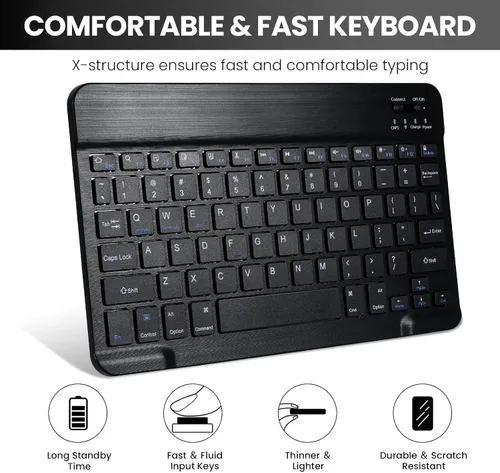 Miniatura 4 de SOPPY Funda con teclado Bluetooth con mouse para iPad de 6ª/5ª generación, iPad Pro de 9.7 pulgadas, Air 1/2, teclado inalámbrico desmontable