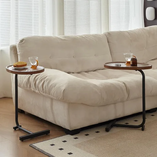 Miniatura 5 de 2PCS C Shaped Side Table Sofa Table, Small End Tables for Living Room,Modern Night Stand for Bedroom (Brown)
