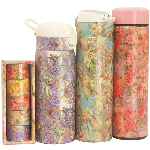Miniatura 9 de YUBBAEX Blooming Washi - Juego de cintas adhesivas con lámina dorada, peonía ancha decorativa para artes, manualidades, suministros de diario