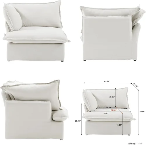 Miniatura 2 de Sofá modular modular de 122.82 pulgadas con cojín grueso, sofá minimalista de 3 plazas, sofá convertible de asiento profundo para sala de estar